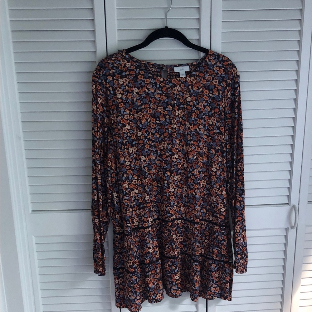 J. Jill Floral Tunic Top in Navy and Rust